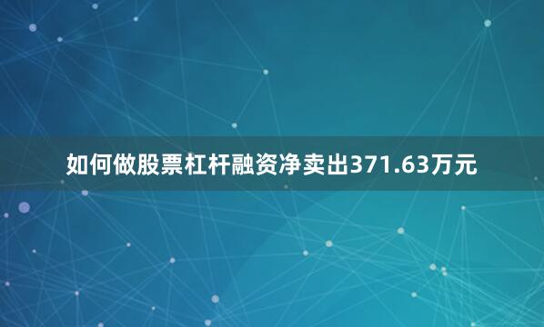 如何做股票杠杆融资净卖出371.63万元